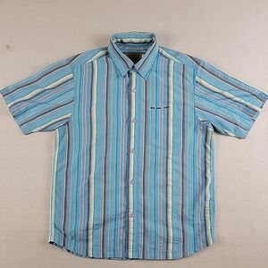 Vintage Numero Uno Striped Button Up Shirt 1987 Cotton Short Sleeve Medium